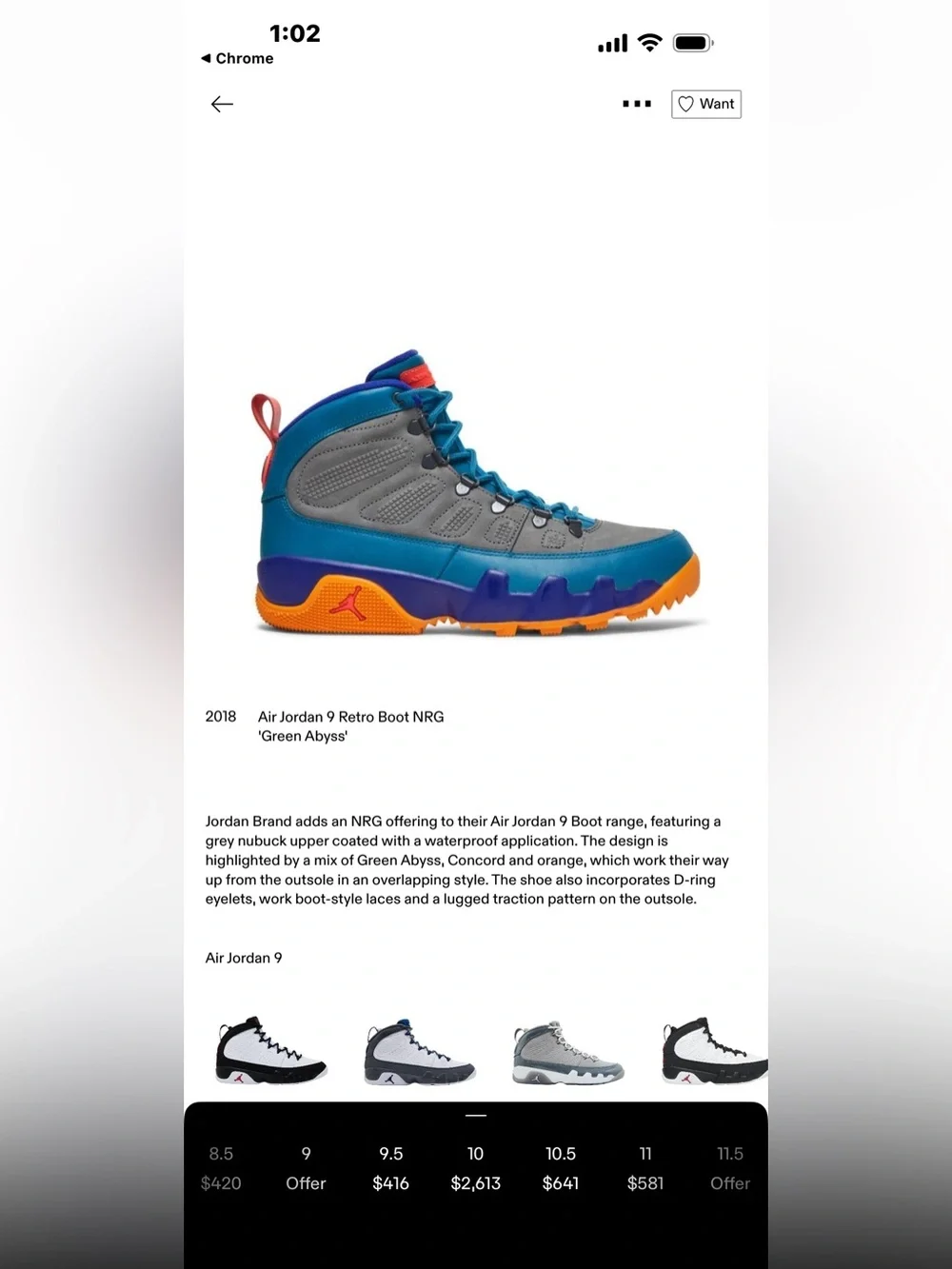 Retro 9 Jordan boots